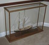 model display case with ship